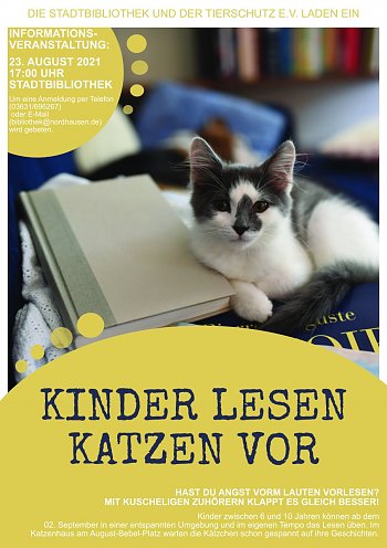 Kinder lesen Katzen vor - Eine Kooperation von Stadtbibliothek und Tierschutz Nordhausen e.V. (Foto: Stadtbibliothek)