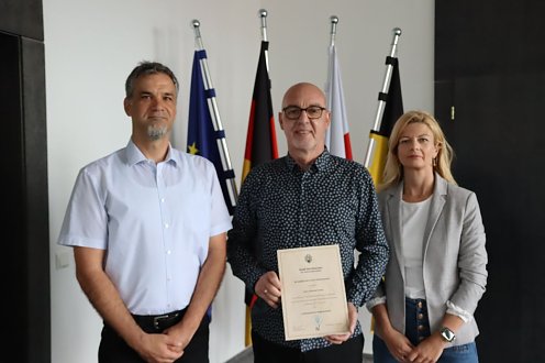 Oberbürgermeister Kai Buchmann, 1. ehrenamtlicher Beigeordneter Andreas Trump, Bürgermeisterin Alexandra Rieger (v.l.n.r.) (Foto: ©Stadtverwaltung Nordhausen)