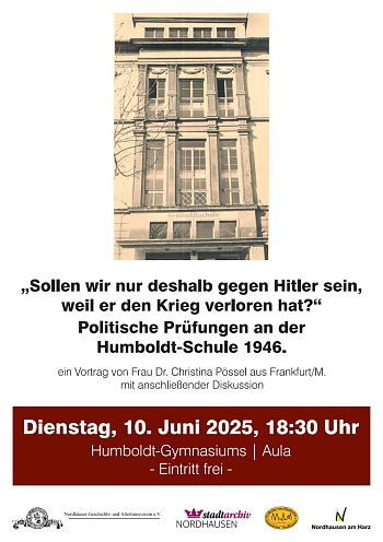 Der Nordhäuser Geschichts- und Altertumsverein lädt ein: Vortrag zur Erziehungs- und Bildungsgeschichte im Nordhausen des Jahres 1946 (Foto: )