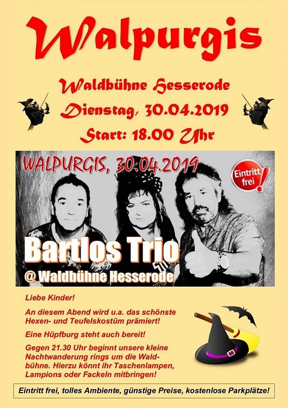 Plakat zur Walpurgisveranstaltung auf der Hesseröder Waldbühne, OT Hesserode