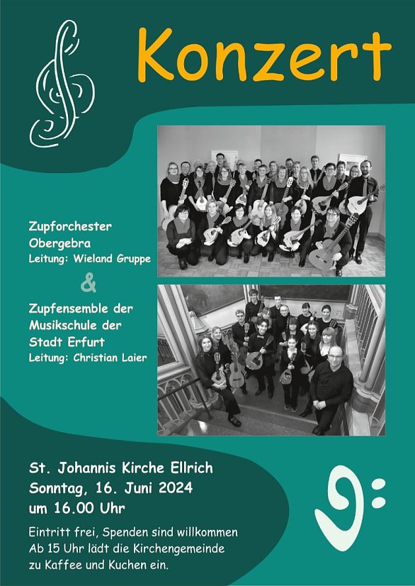 Plakat Konzert in der St. Johannis Kirche Ellrich (Foto: Zupforchester Obergebra e.V.) Plakat Konzert in der St. Johannis Kirche Ellrich (Foto: Zupforchester Obergebra e.V.)