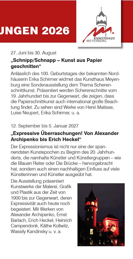 Museumsjahr 2026 in den st&auml;dtischen Museen Nordhausen